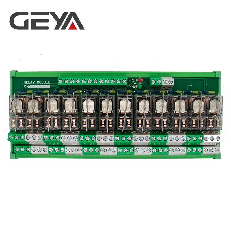 Big Sale GEYA 2NG2R 12 Channel Relay Module 2NO 2NC 12VDC 24VDC DPDT Relay PCB BOARD