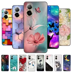 For Realme C67 4G Case RMX3890 Popular Flower Painted Cover Silicone Phone Case For Realme C67 C 67 RealmeC67 4G Soft Bags Black