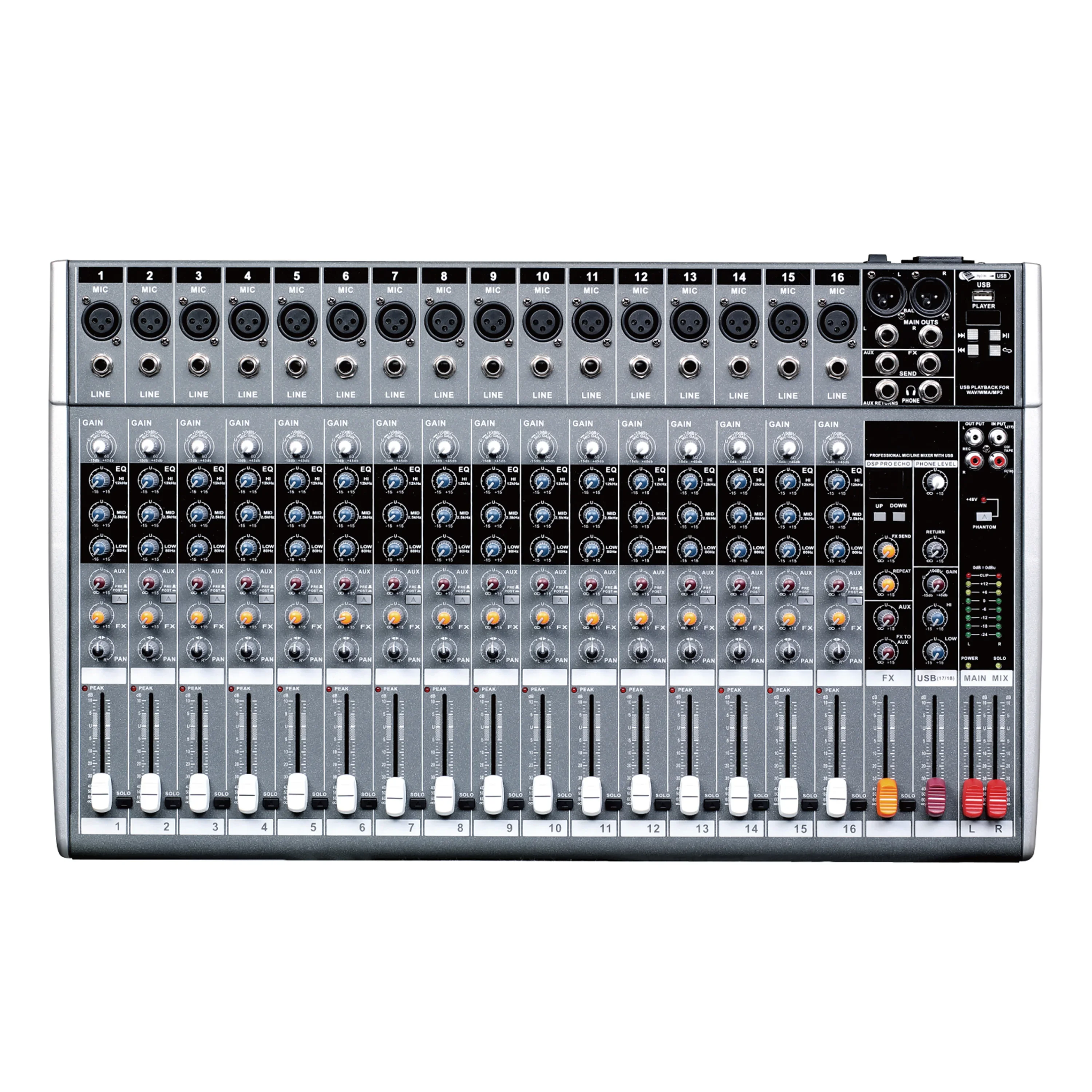 

Hot selling professional pa audio system digital 16 channel public address mixer