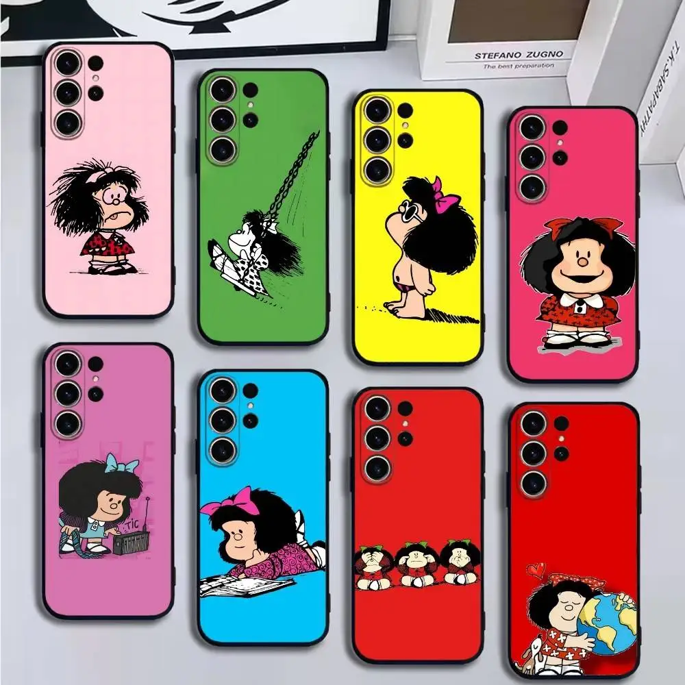 

M-Mafalda Cartoon Phone Case For SamsungS25,24,21,22,23,30,Ultra,20,Plus,Fe,Lite,Note,10,9,Soft Black Cover