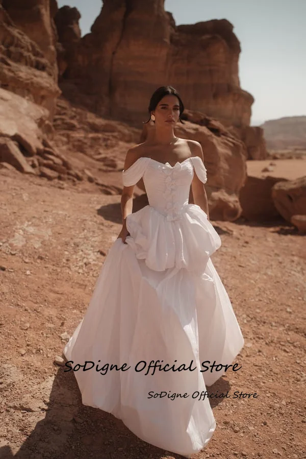  SoDigne A-line Taffeta Wedding Dresses Off Shoulder Bridal Dress 2026 Beach Long Bride Gown Robe De Mariee Customized