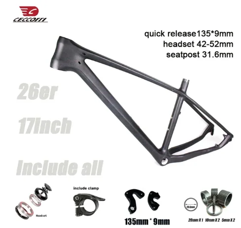 Full Carbon Mountain Bicycle Frameset, 27er MTB Frame, Available Size 17Inch BSA Bottom Bracket, T1000 Frame, 2024