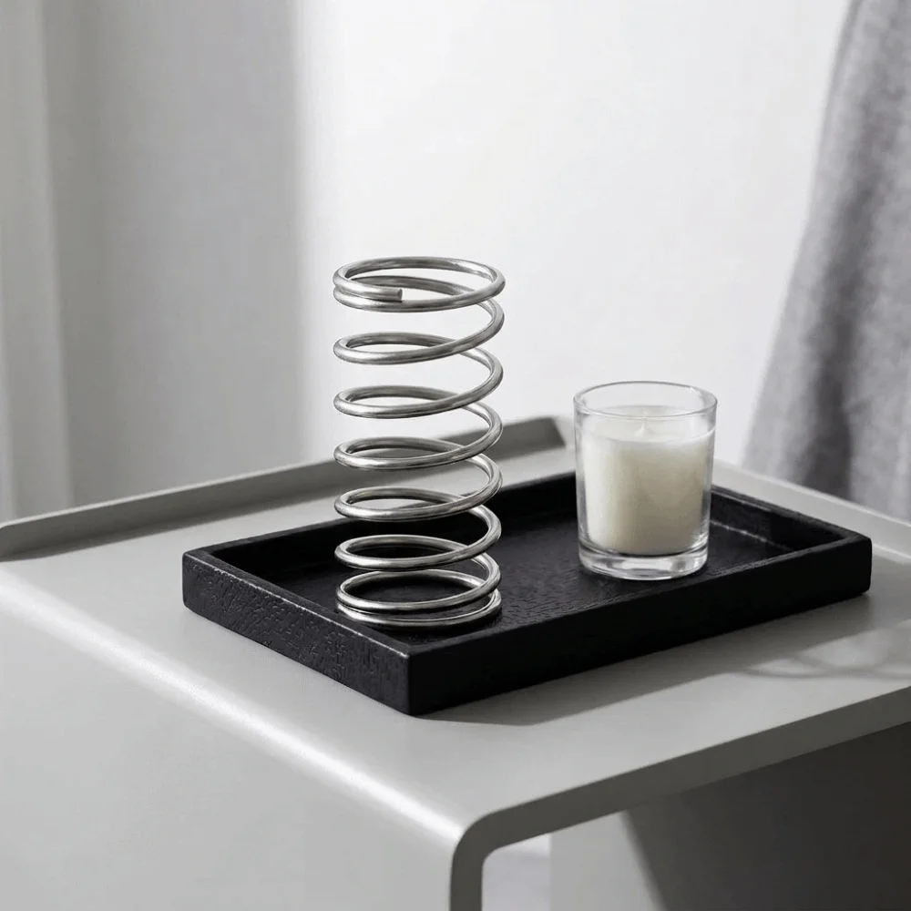 Stainless Steel Spring Shaped Toothbrush Holder Hollow Space Saving Makeup Brush Storage Rack Silver Toothbrush Rack Tabletop