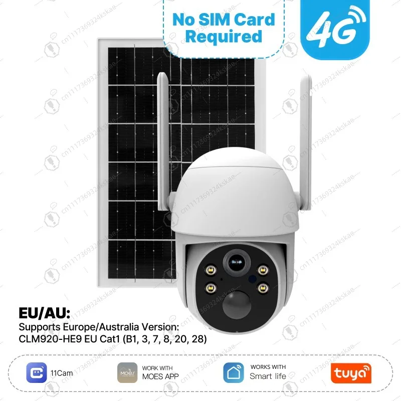 Tuya‑Compatible 4G Solar PTZ Dome Camera, Built‑in Data SIM Module, 3MP HD Remote App Control Outdoor Surveillance Camera