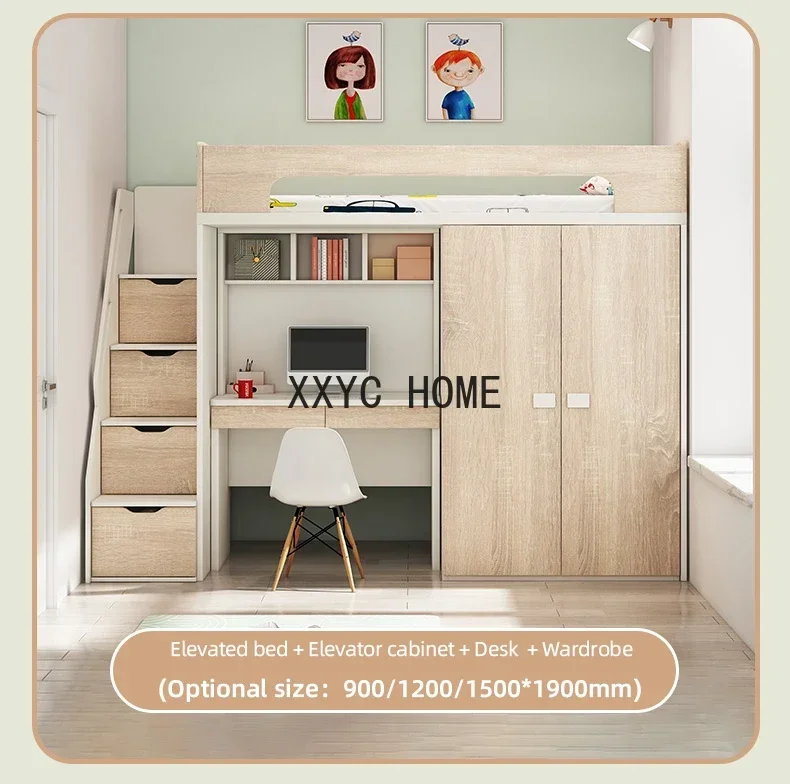 Kinder-Loft-Schrank-Schreibtischbett mit Stauraum, maßgeschneiderte hohe und niedrige versetzte Schlafzimmermöbel für Mutter und Kind