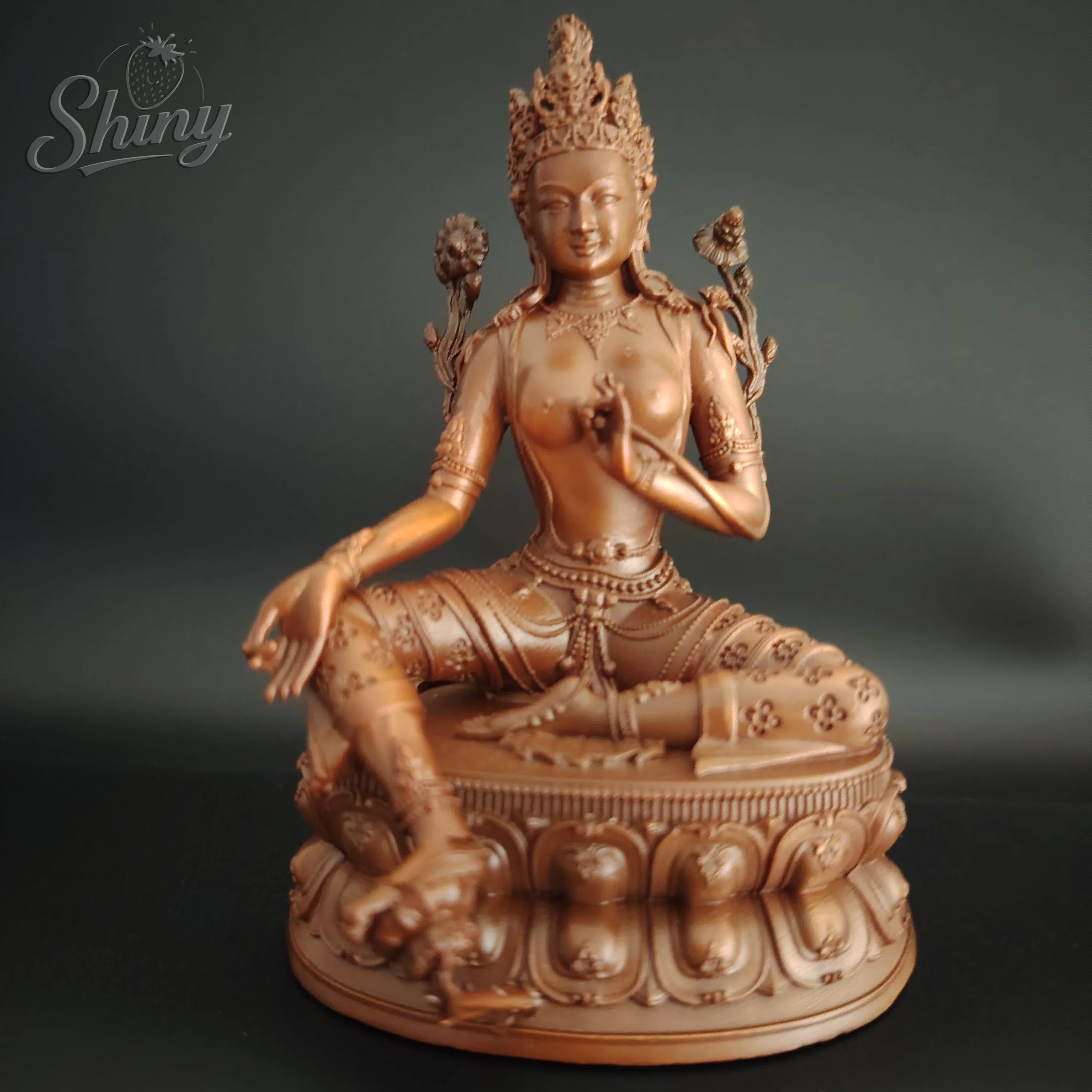 

3.9inch Chinese Tibetan Pure Copper Green Tara Statue Bodhisattva Ornament 21 Tara Living Room Buddha Hall Gifts