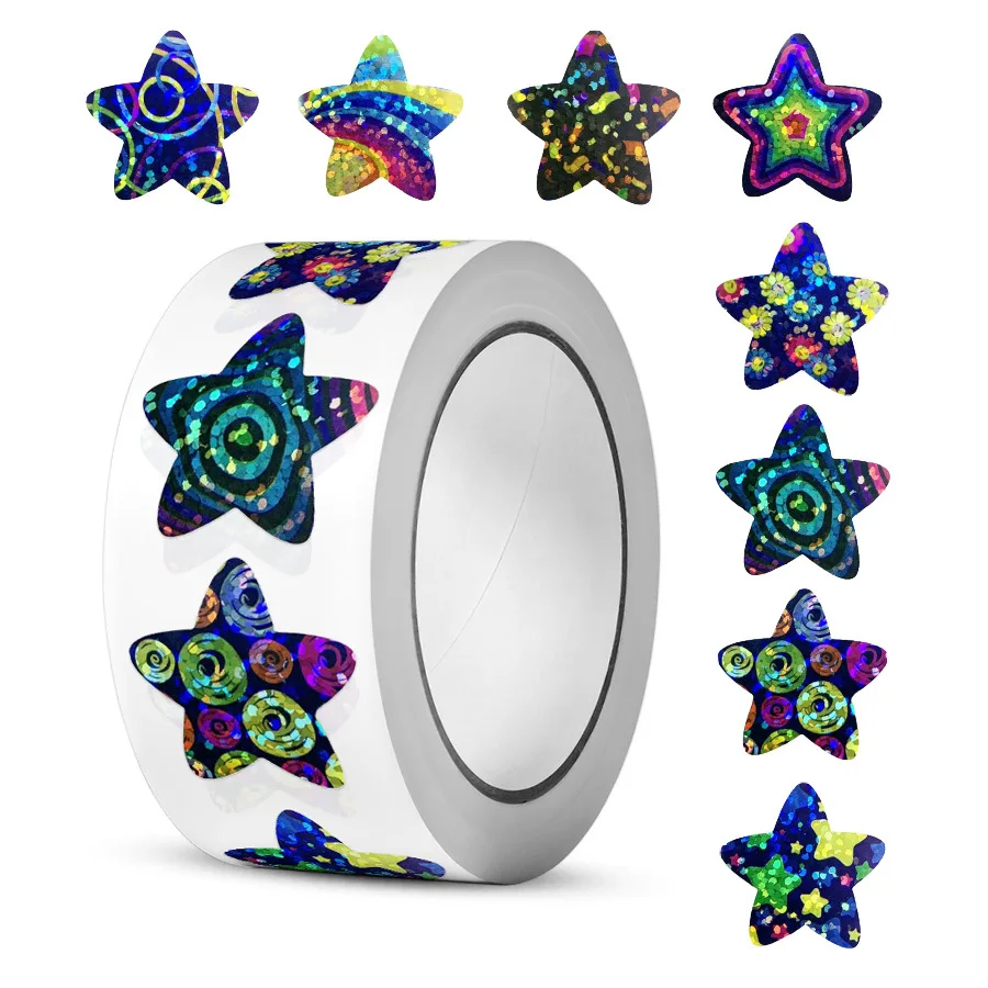 50-500Pcs Glitter Star Stickers for Kids School teacher Reward sticker Cute Party Decor Business Label Scrapbooking Stickers