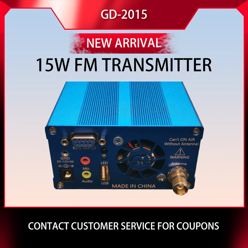 GD-2015 15W FM Transmitter QN8007 Radio Station Radio Broadcast Transmitter QN chip 87.5-108Mhz