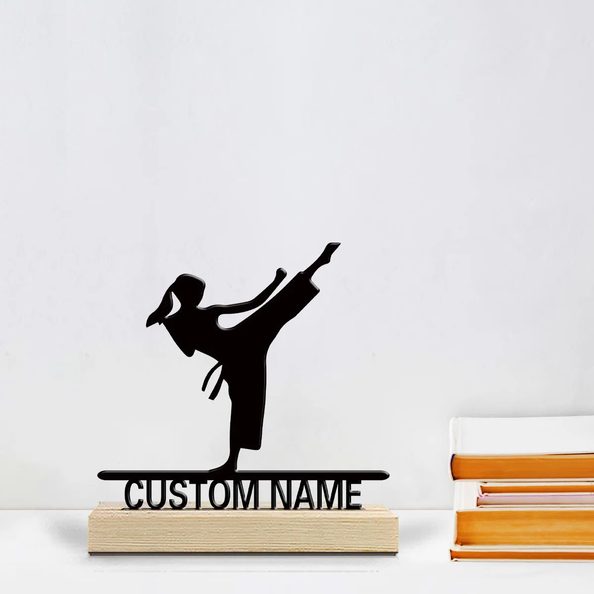 1pc Personalized Iron Desktop Ornament Custom Content With Wooden Base Room Decorations, Bar Counter Decorations