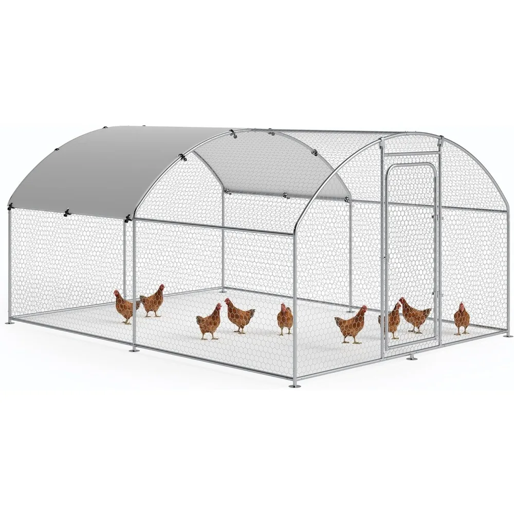 

Large Metal Chicken Coop with Waterproof and UV-Resistant Cover,Chicken Run Outdoor Walk-in Cage Rabbit Duck Hen House for Yard