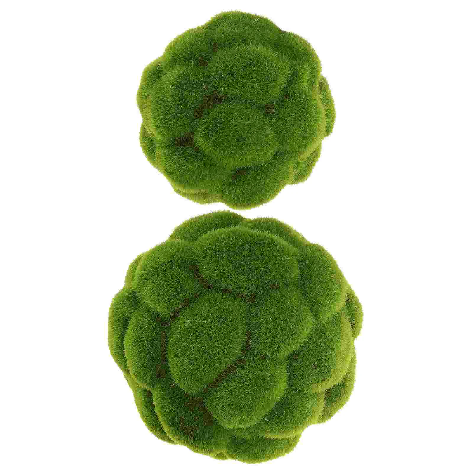 2 Pcs Simulated Moss Ball Round Rug Grass Balls Decoration Garden Boxwood Green Plastic Decorative