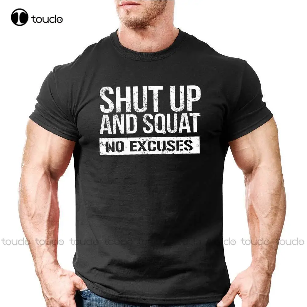 Summer Hot Sale Shut Up And Squat | Uk Bodybuilding T-Shirt | Gymer Workout Trainer Motivation Tee Xs-5Xl Unisex Aldult Teen