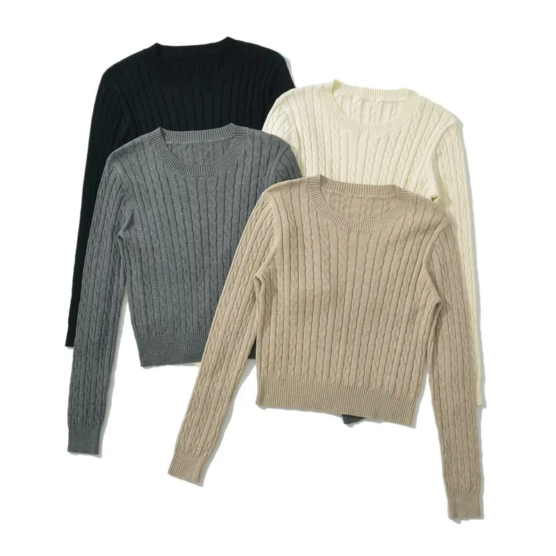 

AP Women 2025 Autumn and Winter Cableknit Sweater Soft Casual Five Color Available Lady Satin Dress