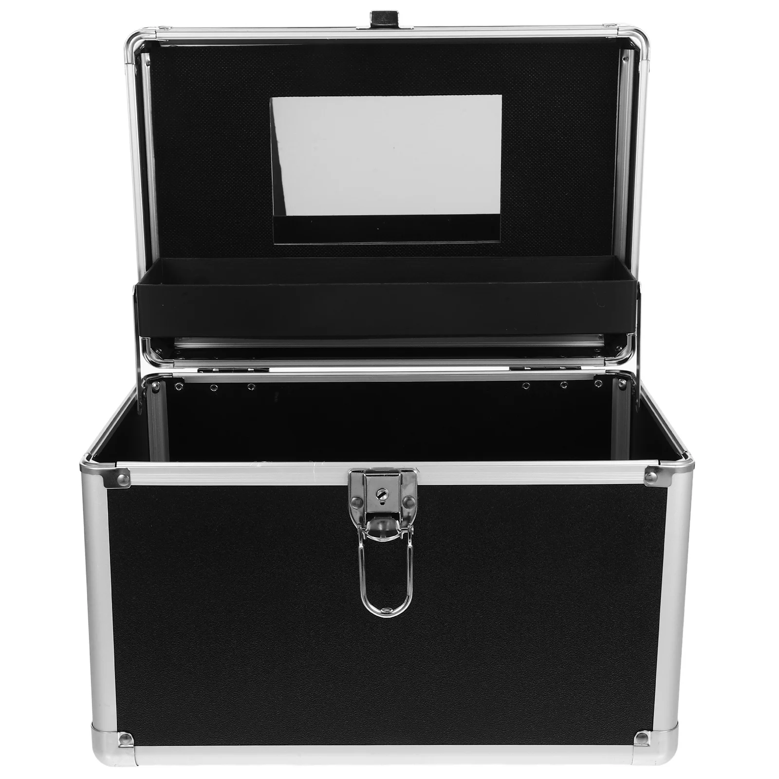 

Large Capacity Makeup Storage Box Metal Organizer Buckle Bathroom Counter Travel Case Makeup Organizer Box