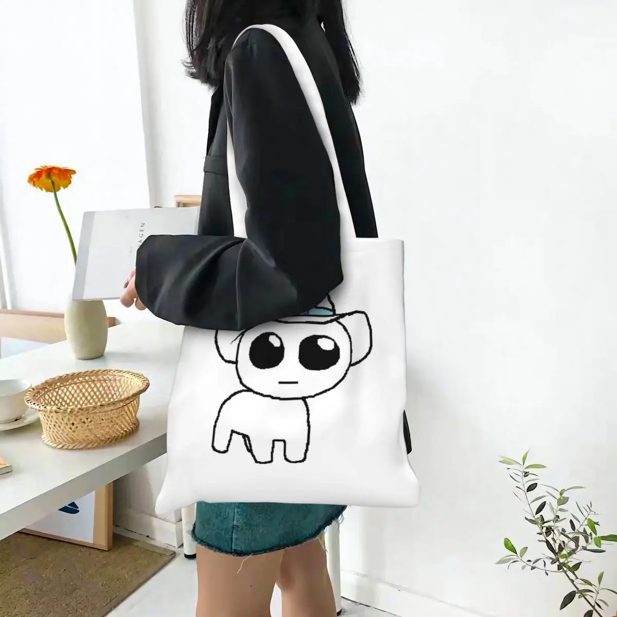 TBH Autism Creature Meme Yippee Shopping Bags Girls Canvas The Tote Bag Reusable Women Shoulder Tote Travel Handbag
