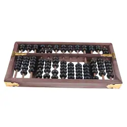 13 Rows Vintage Chinese Wooden Bead Arithmetic Abacus with Box Ancient Calculator Counting Collection