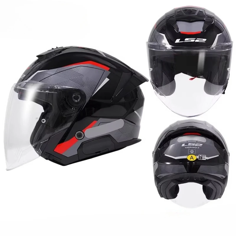 

Motorcycle Open Face Helmet Fashion Double Lens Motocross Safety Helmet Anti-Fall Summer Bicycle Riding Helmet For Men Women