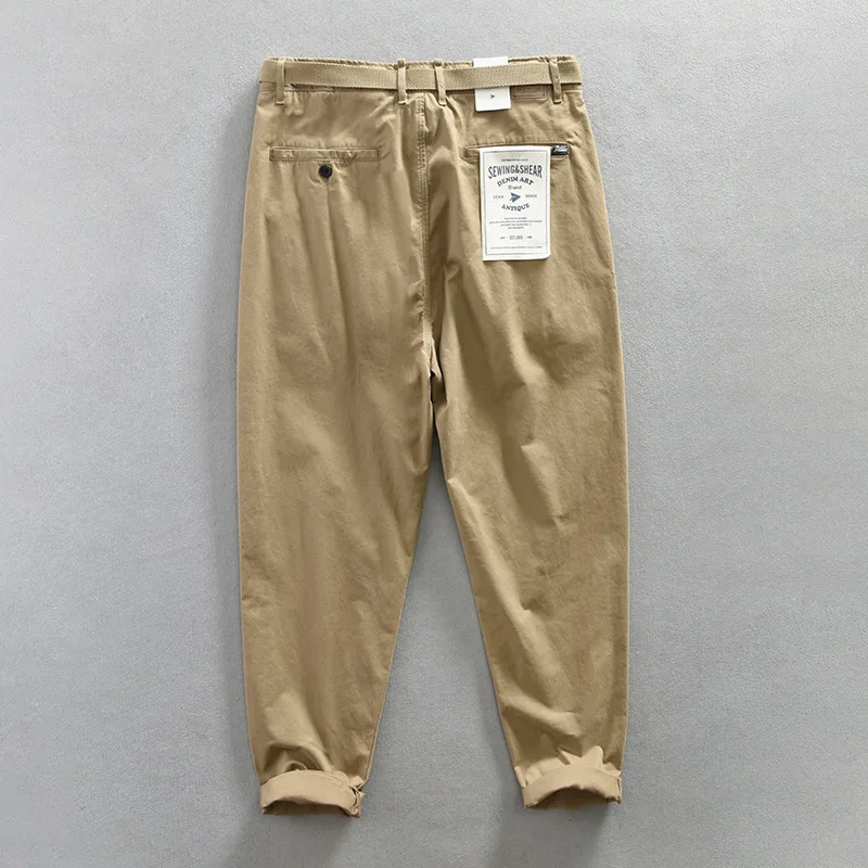 Z617 Men's Cotton Casual Pants Japan Style Spring Fall Fashion Good Quality Solid Color Simple Basic Comfortable Trouser Male