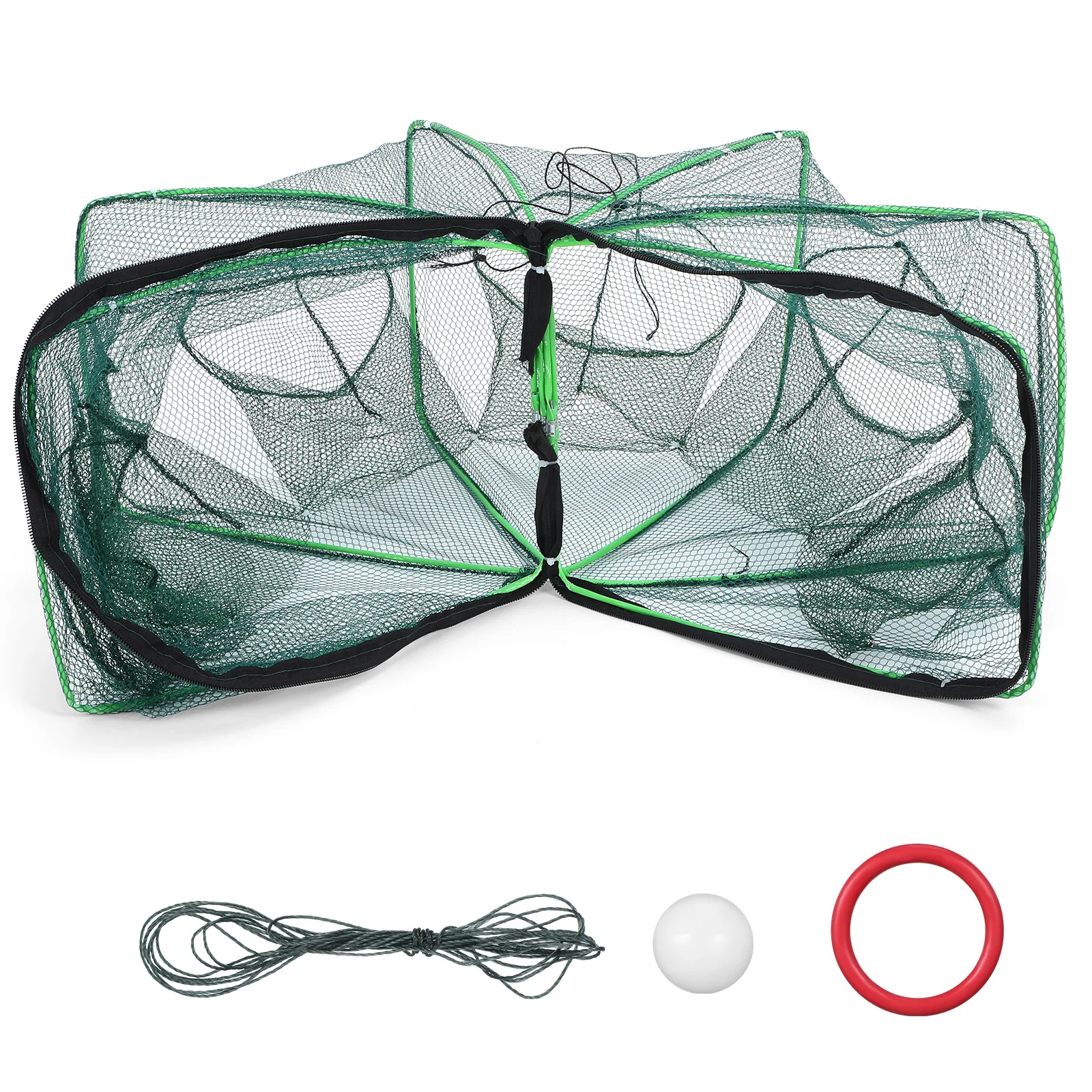 

Portable Foldable Fishing Net 6-Hole Shrimp Fish Trap Quick Folding Mechanism Durable Nylon Material Minnow Trap