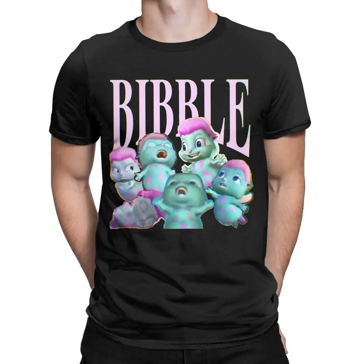 Vintage Bibble Collage T-Shirts for Men Crewneck 100% Cotton T Shirts Short Sleeve Tees Summer Tops