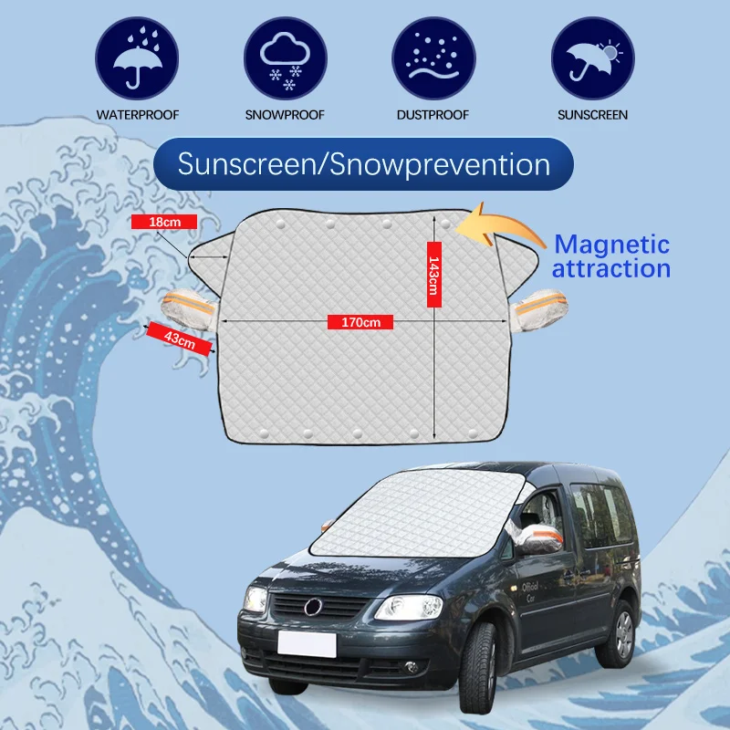 For Volkswagen VW Caddy 2003-2015 Car Winter Windshield Snow Cover Frost Protection Anti-ice Front Windscreen Cover
