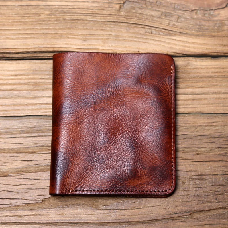 NZPJ männer Leder Brieftasche Retro Top Schicht Rindsleder Brieftasche Vertikale Dokument Clip Kurze Jugend frauen Ultra-dünne geldbörse Tasche – Detail 5