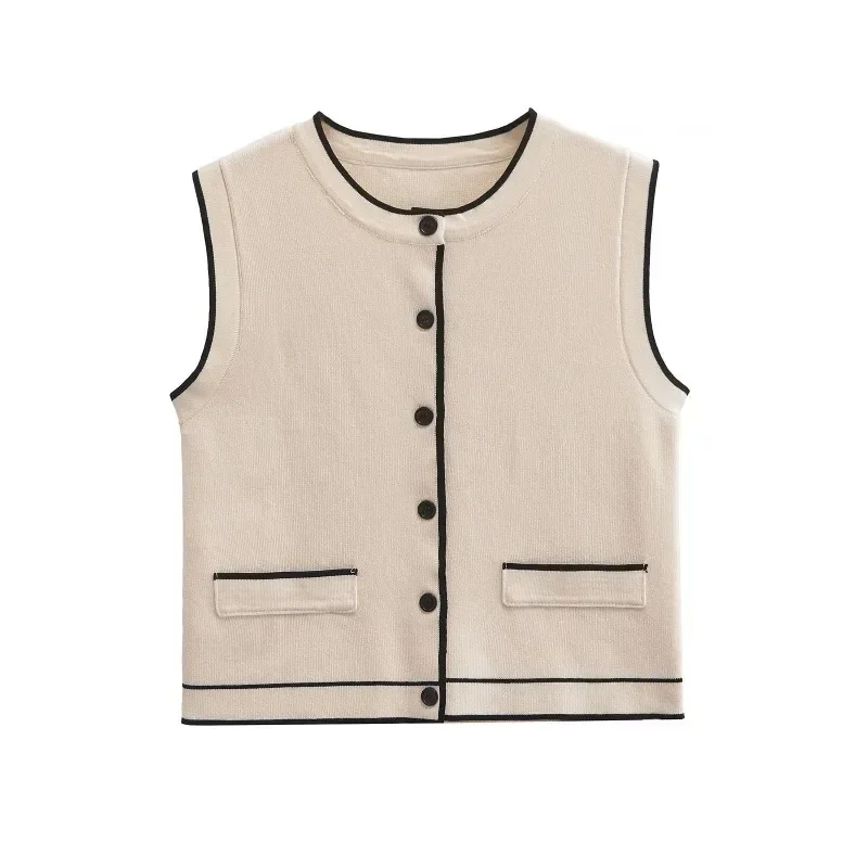 

Lady Vests Women's Classic Vest Autumn New Knitwear Holiday Tops Sleeveless Vest Woman O-Neck Vintage Knit Vests