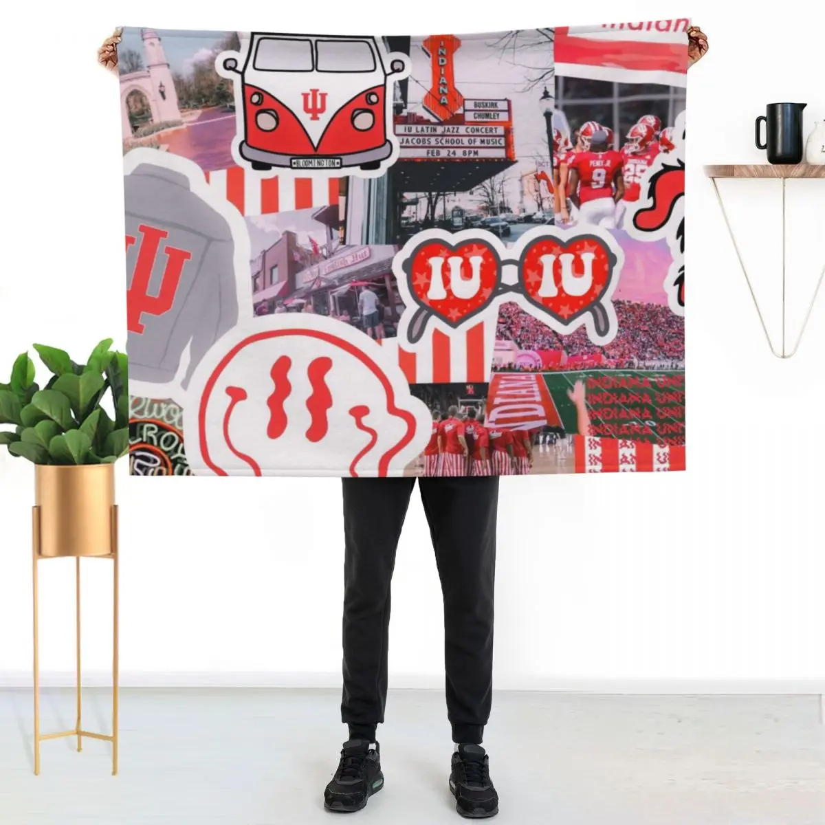 

Indiana University Collage Throw Blanket Decorative Soft Throw Blanket for Couch Sofa