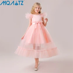 MQATZ Summer Dress Long Gown Flower Girls Baby Clothes Children Princess Birthday Party Prom Pink Wedding Bridesmaid Vestidos