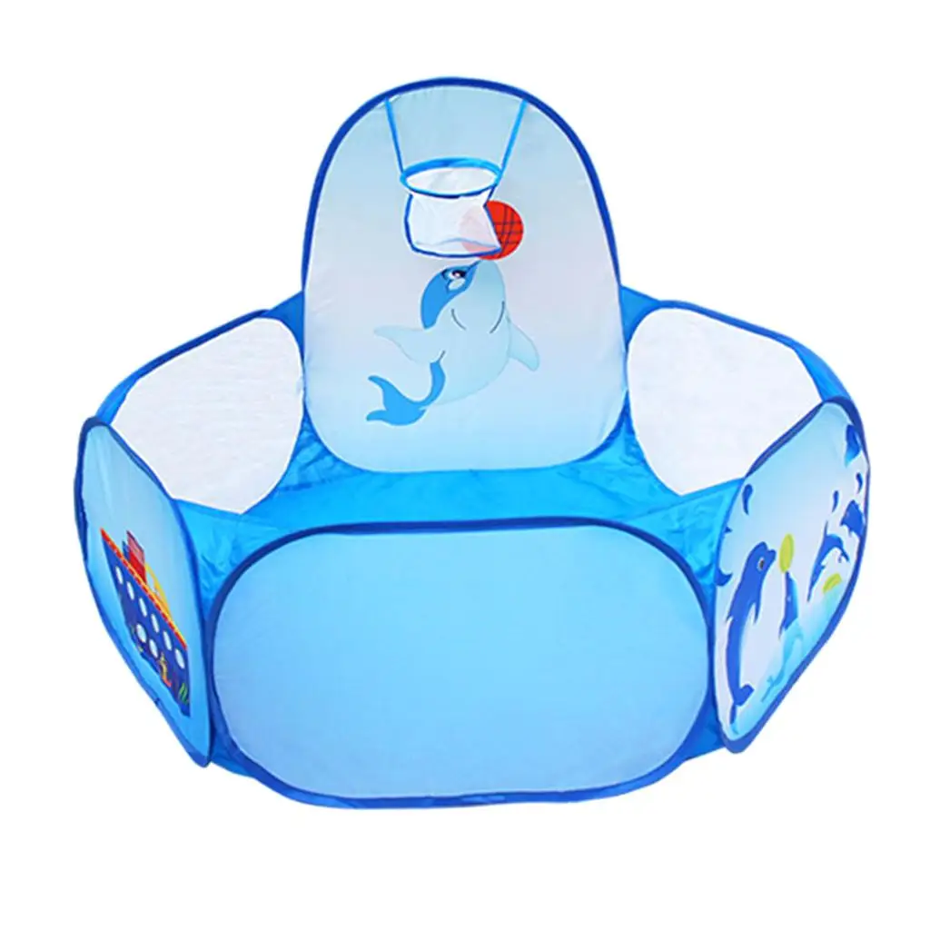 Pop Up Play Tent Ball Pool Foldable Playhouse Toy for Toddlers Nursery Indoor Outdoor Basketball Hoop Game
