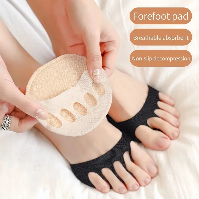 2Pcs Five Toes Forefoot Pads สําหรับรองเท้าส้นสูงครึ่ง Insoles Calluses Corns Foot Pain Care ดูดซับ Shock ถุงเท้า Toe Pad Inserts