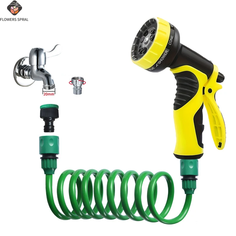

EVA Spring Garden Car Wash Water Pipe, 1/2 Joint 10 Function Nozzle, Garden Water Pipe, Pet Bathing And Car Wash Tools