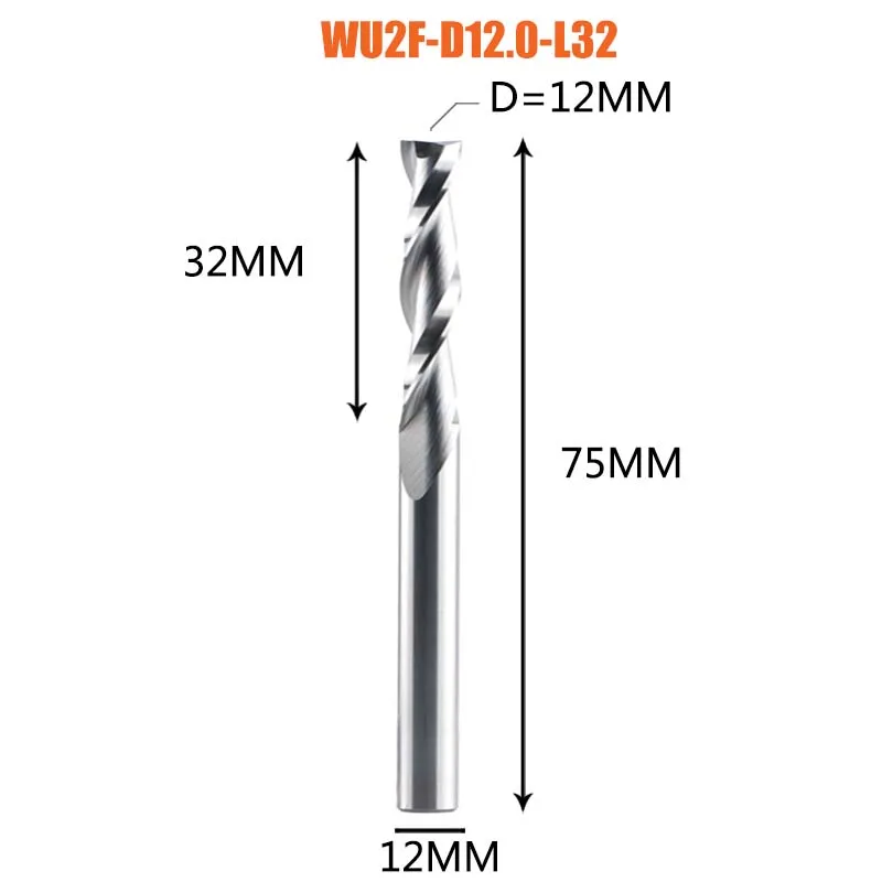 Dreanique 1 st WU2F UP cut Vhm Frees 3.175 4 6 8mm 2 Fluit Spiraal Router Bit Carbide frees Hout MDF