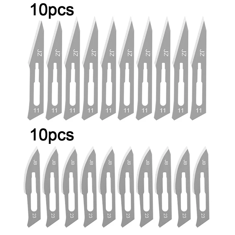 10pcs 11# 23# Carbon Steel Surgical Scalpel Blades with Handle Engraving Craft Knives Cutter Graver Screen Film DIY Cutting Tool