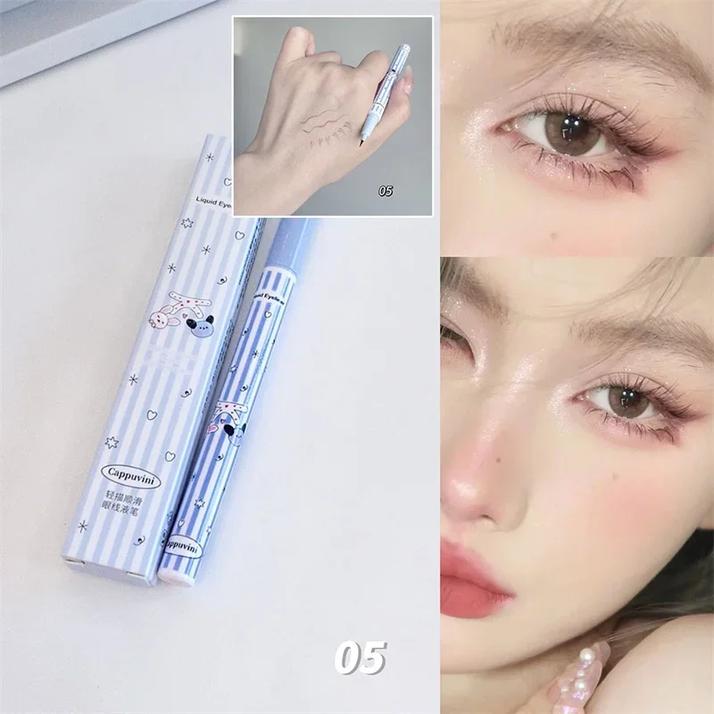 Waterdichte Sneldroge Vloeibare Eyeliner Pen Ultrafijn Zwart Bruin Roze Blijvende Zijderupsen Eyeliner Potlood Schoonheid Ogen Make-Up