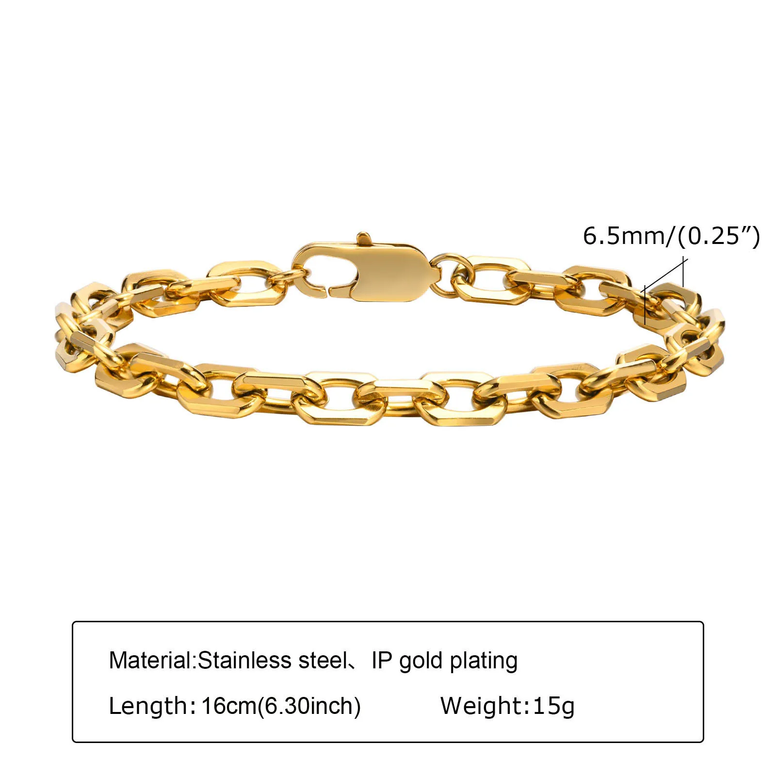 Damen-Büroklammer-Kettenarmband, verstellbares Kettenarmband aus 18 Karat vergoldetem Edelstahl, klobiger, stapelbarer, geschichteter Schmuck