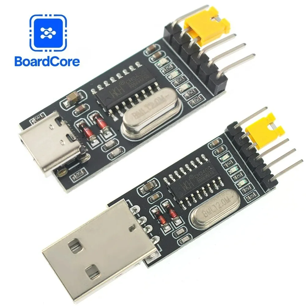 1PCS CH340G CH340 USB To TTL Converter UART Module 3.3V 5V Switch Type-C Male/female STC Microcontroller Board USB To Serial