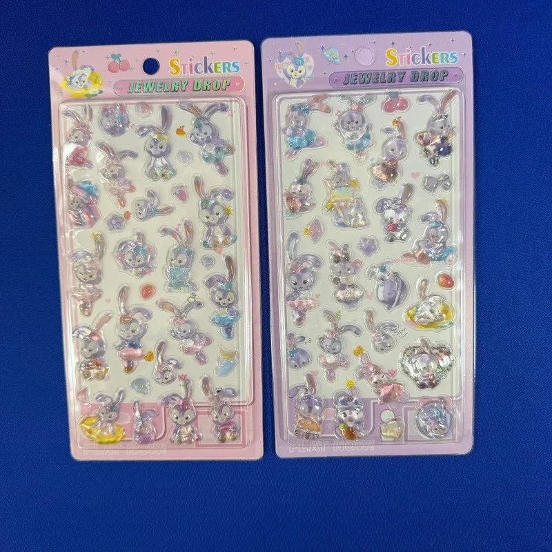 Random 1pc/2pcs Mini Pet 3D Crystal  Kawaii Purple Bunny Solid Embossed Decor For Phone Case Stationery DIY Craft cable saver