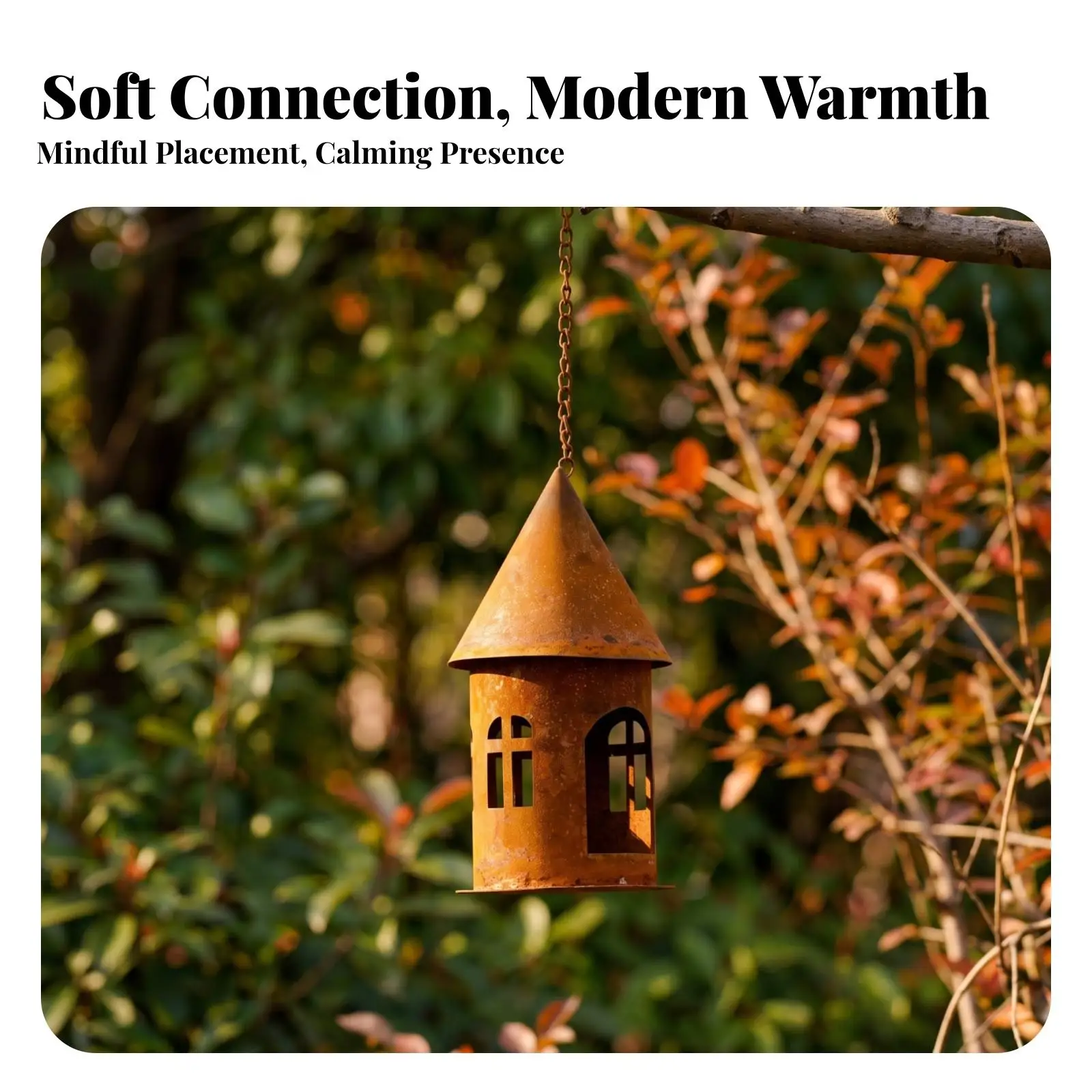 Iron Castle Candle Lantern House Shaped Holder for Tealight Candles with Cutout Window Design Hanging Decorative Candle Holder