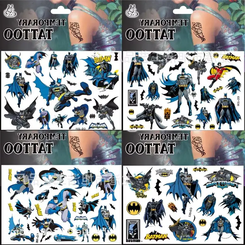 Batman Anime Tattoo Stickers for Kids Cute Waterproof Reward Toy Birthday Party Supplies Christmas Gift Decoration