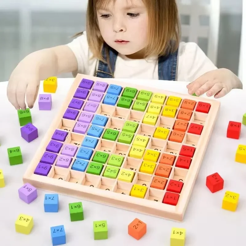 Giocattoli educativi in legno Montessori Bambini Giocattoli matematici per bambini 99 Tabella di moltiplicazione Matematica Aritmetica Sussidi didattici per regali per bambini