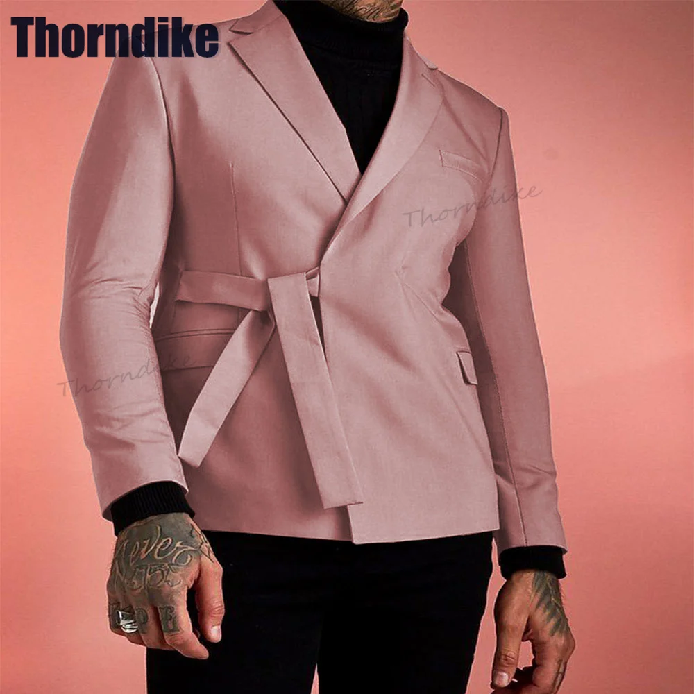 Thorndike Men's Suit 2 Pcs Mens Business Professional Formal Casual Slim Korean Suit Groom Wedding Dress with Belt (Blazer+Pant)