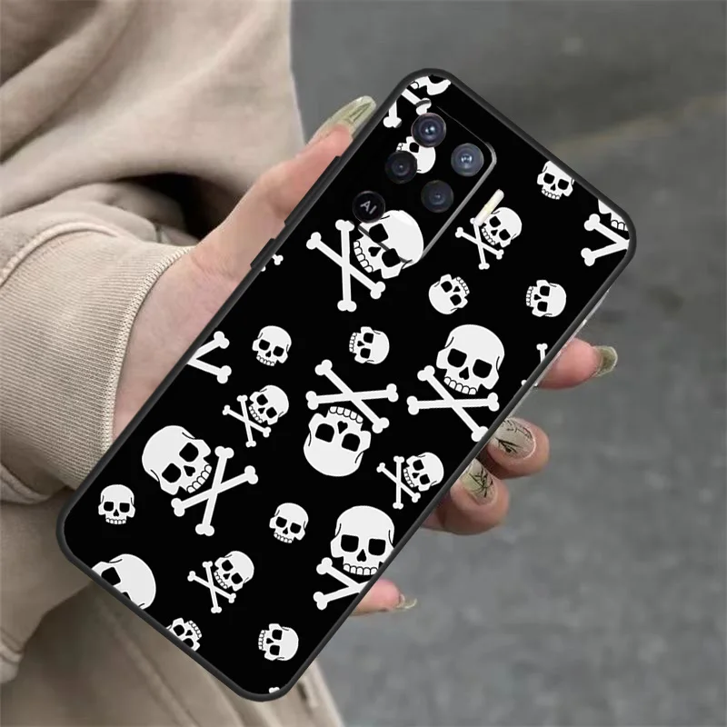 Skull Gothic Creepy Pastel Goth For OPPO A53S A57S A54 A74 A94 A17 A77 A58 A78 A98 A5 A9 A96 A76 A16 A52 A72 A79 A15 Case