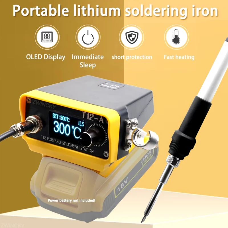 for Makita/Dewalt/Milwaukee/Worx/Devon 18V Li-ion Battery Cordless Electric Soldering Iron T12 Soldering Station Welding Tool