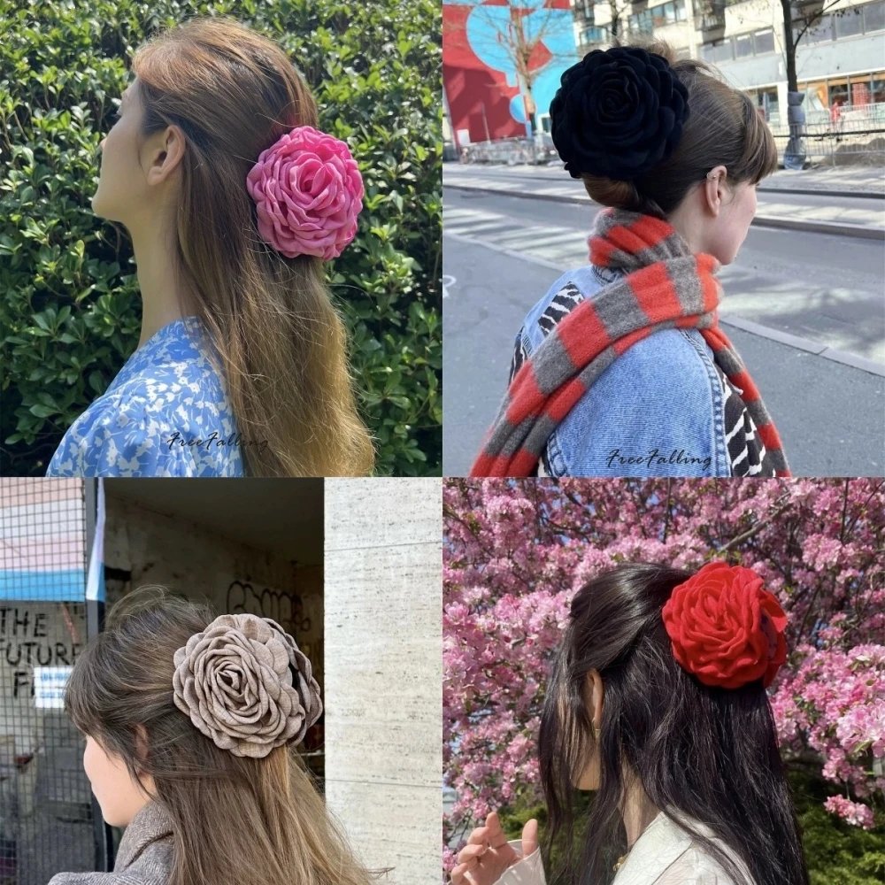 2024 Romantic French Flower Hair Claw Clip Women\'s Advanced Temperament Shark Hairpin Korean Flower Claw Clip Hair Accessories