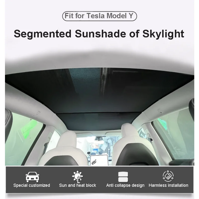 

2 шт. для Tesla Model Y Sunshade Net Skylight Сегментированный Тип окон с серебряным покрытием теплоизоляция нейлоновая Марля автомобильный солнцезащитный козырек