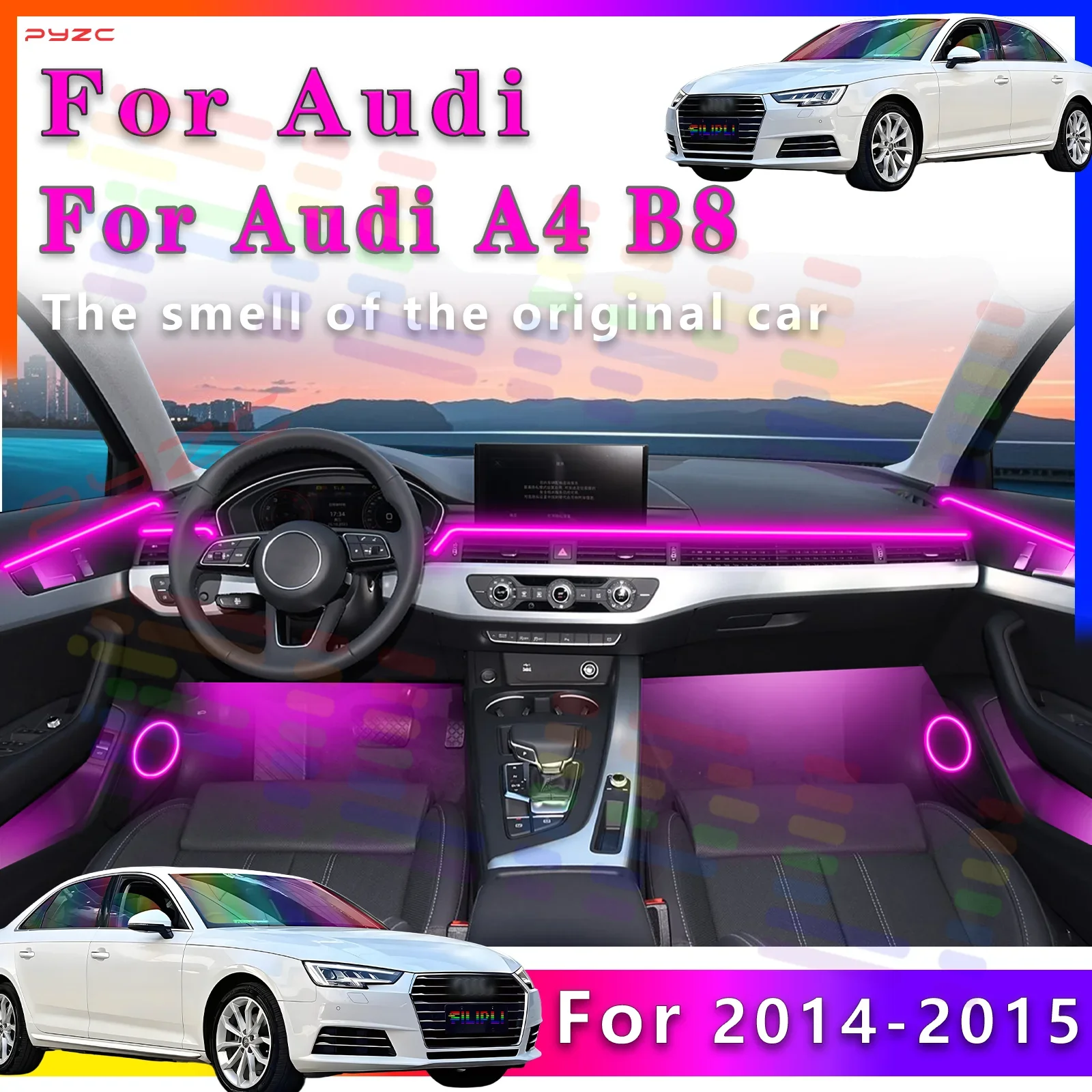 

For Audi A4 B8 LED 64Color Interior Light Strip for an Animated Car Interior - Enhance Driving Mood