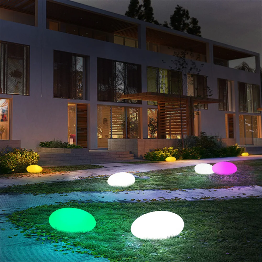 Outdoor Garden Light Glow Cobble Shape Light Color Changing USB Rechargable Stone Lamp Waterproof Remote Control Landscape Light