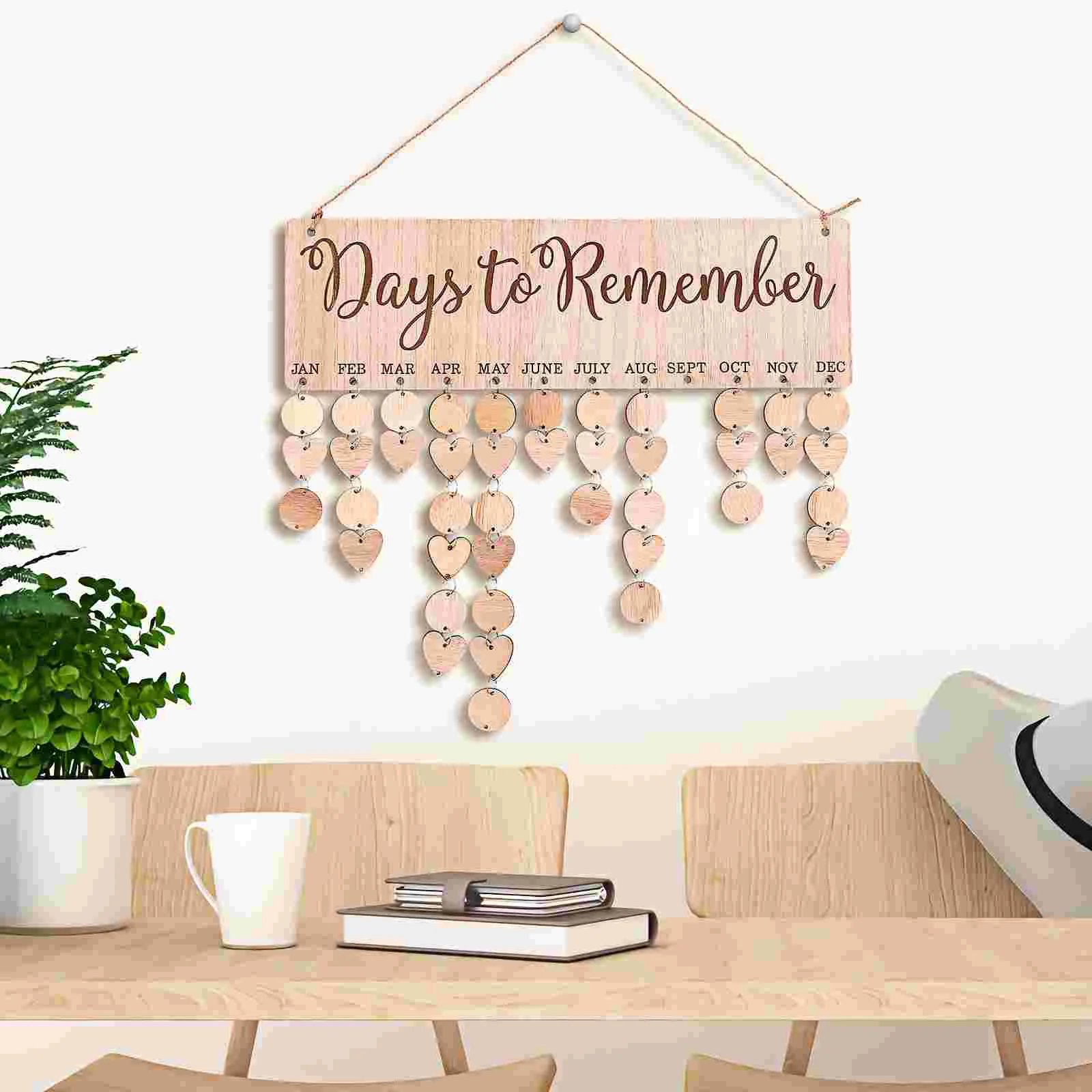 1 Set Family Birthday Calendar Board DIY Wood Calendar Wall Hanging Decoration Birthday Anniversary Reminder Plaque