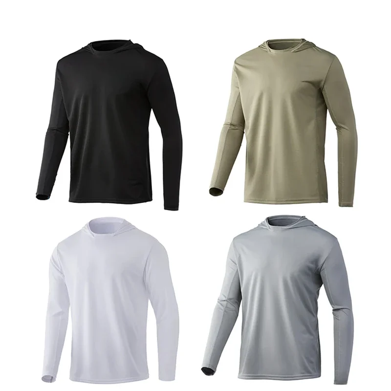 Camisas De Pesca Com Capuz Masculina, Roupas De Alto Desempenho, Tops De Hoodie Masculino